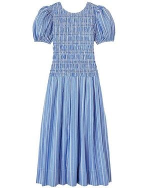 Ganni Organic Cotton Midi Dress - Blue