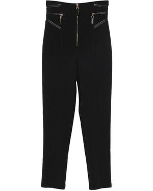 Elisabetta Franchi Crepe Trousers With Zip Details - Black