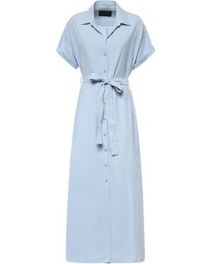 Dondup Long Viscose Gabardine Dress - Blue