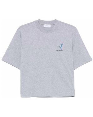 Off-White c/o Virgil Abloh Cotton T-Shirt With Print On The Back - Gray