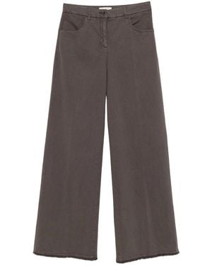 Via Masini 80 Cotton Wide-Leg Trousers - Grey