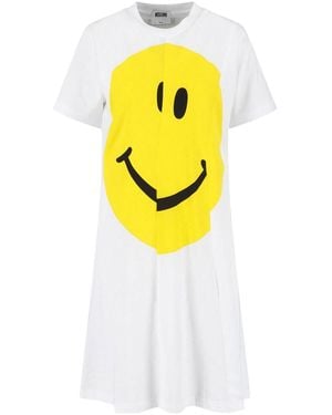 Moschino Smiley Print Cotton Mini Dress - Yellow