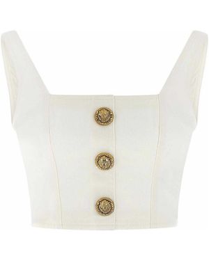 Balmain Button Top - White