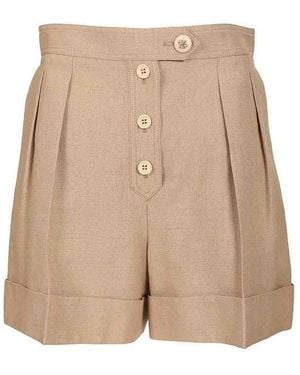 Valentino Garavani Linen And Viscose Shorts - Natural