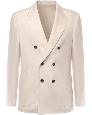 Eleventy Double-Breasted Wool Jacket - Natural