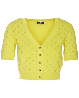 Elisabetta Franchi Cedar Cropped Cardigan With Rhinestones - Yellow