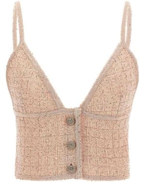 Alessandra Rich Sequin Top - Natural