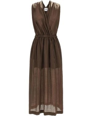 Nude Linen Blend Dress - Brown