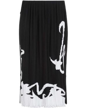 Lanvin Two-Toned Straight Hem Pleated Skirt - Black