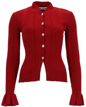 Self-Portrait Cardigan With Jewel Buttons - Red