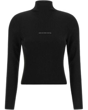Alexander Wang Ribbed Jumper With Logo - Black
