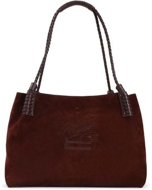 Etro Libra Medium Suede Shopping Bag - Brown