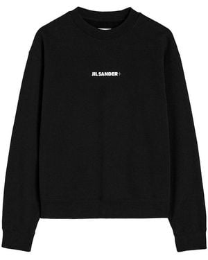 Jil Sander Cotton Crewneck Sweatshirt With Logo - Black
