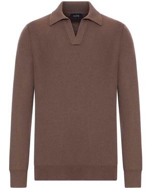 Nome Polo Con Scollo A V - Marrone