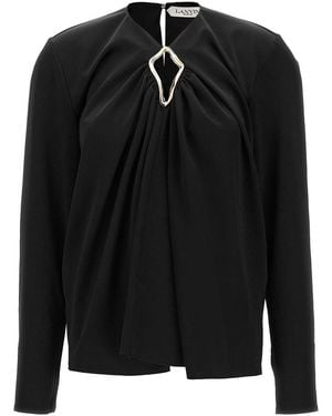 Lanvin Eyelet Detailed Draped Top - Black