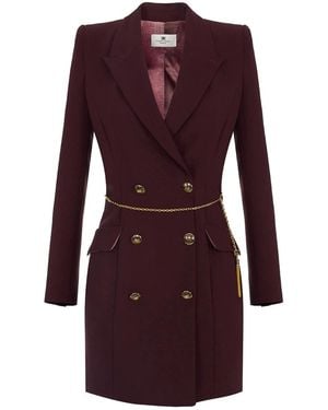 Elisabetta Franchi Double-Breasted Short Dress - Purple
