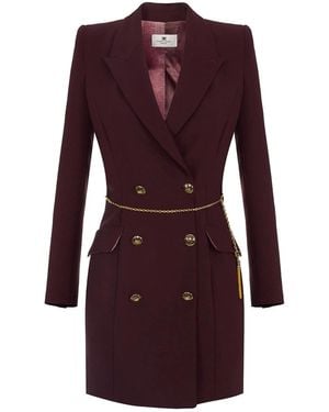 Elisabetta Franchi Double-Breasted Short Dress - Purple