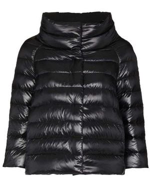 Herno Short Puffer Jacket With Glossy Finish - Black