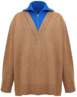 Jil Sander Half Zip Jumper - Brown