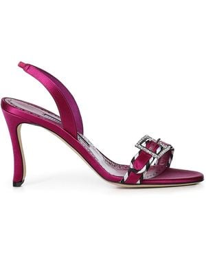 Manolo Blahnik Sumbasan Satin Sandals - Pink