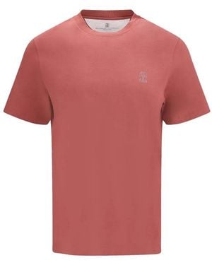 Brunello Cucinelli Jersey T-Shirt With Logo - Pink
