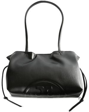 Tory Burch Ella Recycled Drawstring Logo Tote - Black
