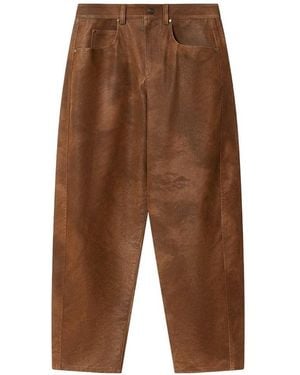 Isabel Marant Distressed Faux-Suede Belky Trousers - Brown