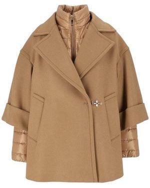 Fay Front-Fastening Coat - Natural