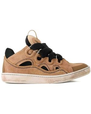 Lanvin Curb Sneakers Suede Mesh Sneakers - Brown