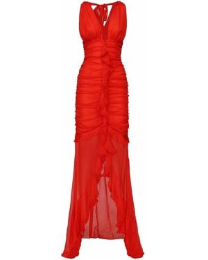For Love & Lemons Kayta Silk Dress - Red