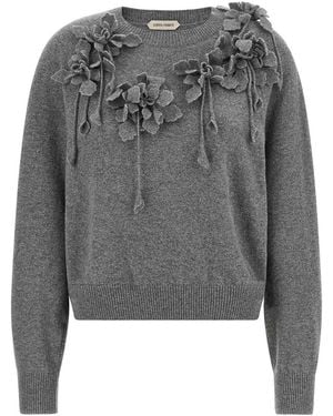 Alberta Ferretti Embroidered Flower Sweater - Gray