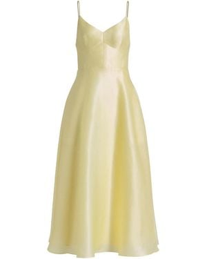 Alberta Ferretti Triple Organza Midi Round Dress - Yellow