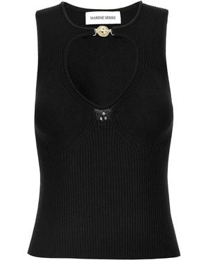 Marine Serre 'moon Jewellery Knit Open Neck' Top - Black