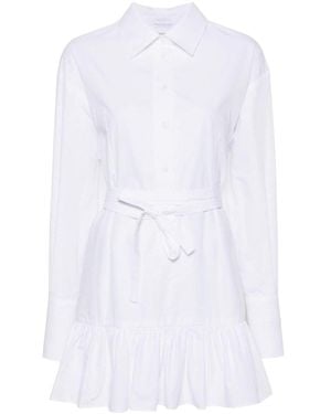 Patou Long-Sleeved Ruffled Mini Shirtdress - White