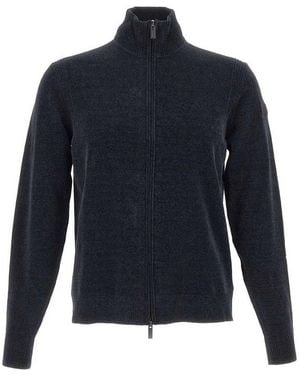 Rrd Velvet Full Zip Chenille Cardigan - Blue