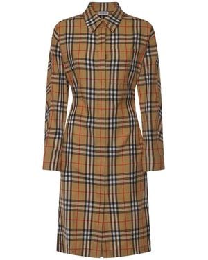 Burberry Check Shirt Dress - Natural