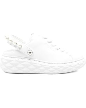 Jimmy Choo Diamond Maxi Pearl Leather Slippers - White