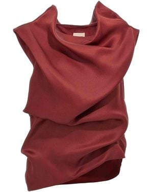 KHAITE Silk Draped Zip Top - Red