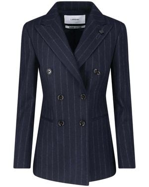 Lardini Double-Breasted Wool Blazer - Blue