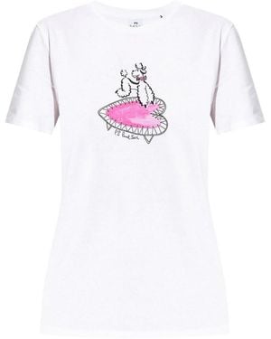 Paul Smith Poodle Print Cotton T-Shirt - Pink