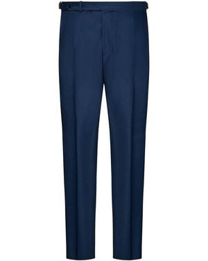 Franzese Collection Merino Wool Fabric Trousers - Blue