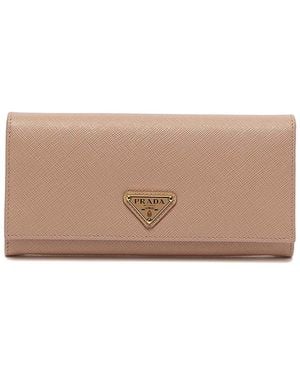 Prada Large Saffiano Leather Wallet - Natural