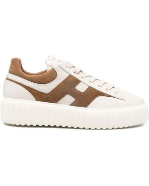 Hogan H-Stripes Leather Trainers - Natural