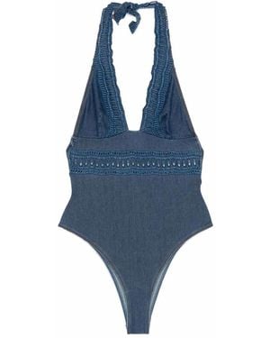 Ermanno Scervino Lace Detail Swimsuit - Blue