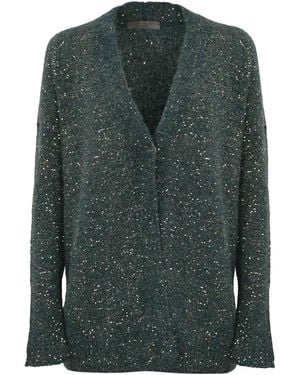 D. EXTERIOR Alpaca Blend Sequined Cardigan - Green