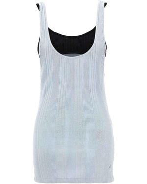 The Attico Logo Ribbed Top - Blue
