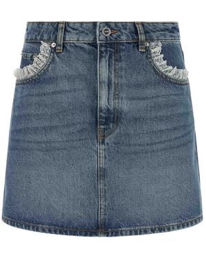 Ganni Denim And Lace Skirt - Blue