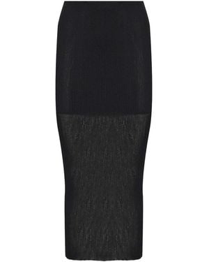 Alberta Ferretti Viscose Midi Skirt - Black