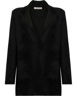 D. EXTERIOR Single-Breasted Velvet Blazer - Black