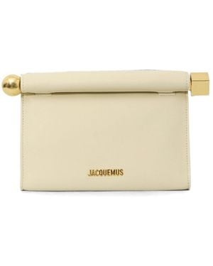Jacquemus Le Sac Rond Carre Leather Clutch - Natural